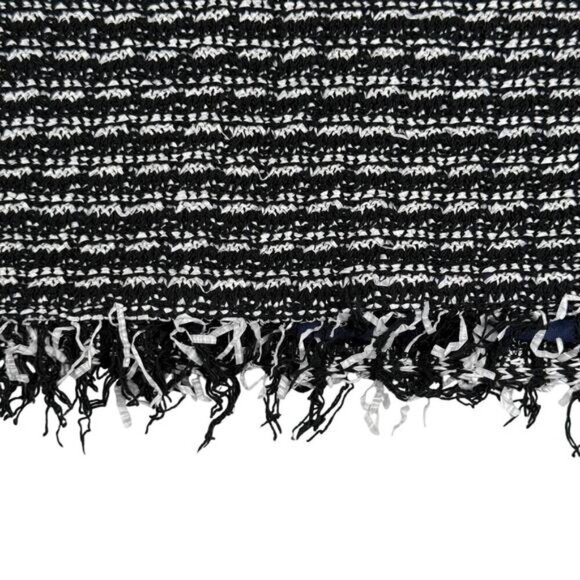 TORY BURCH Raffia A-Line Tweed Fringe Skirt Sz 8 Black White - Picture 4 of 6